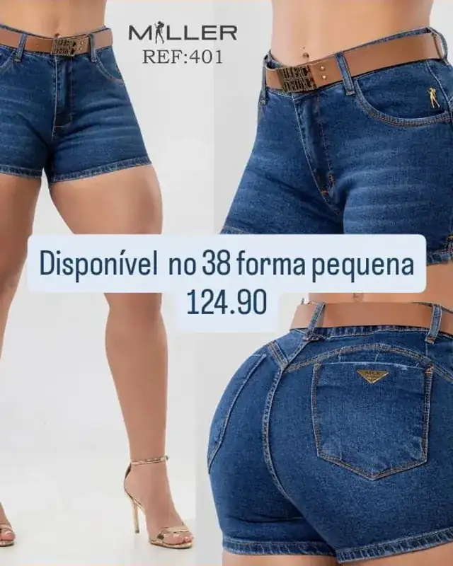Short jeans com cinto